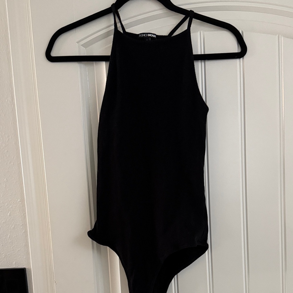 Fashion Nova black ribbon bodysuit